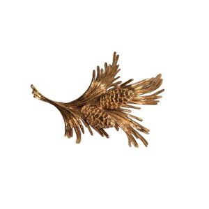 Monet Vintage Gold-Tone Pinecone Brooch Manly Nature tree 70s, pine branch